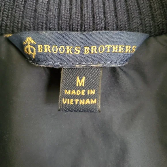 BROOKS BROTHERS Women's Diamond Quilted Navy/Tan Snap Front Riding Vest sz M - Picture 3 of 8